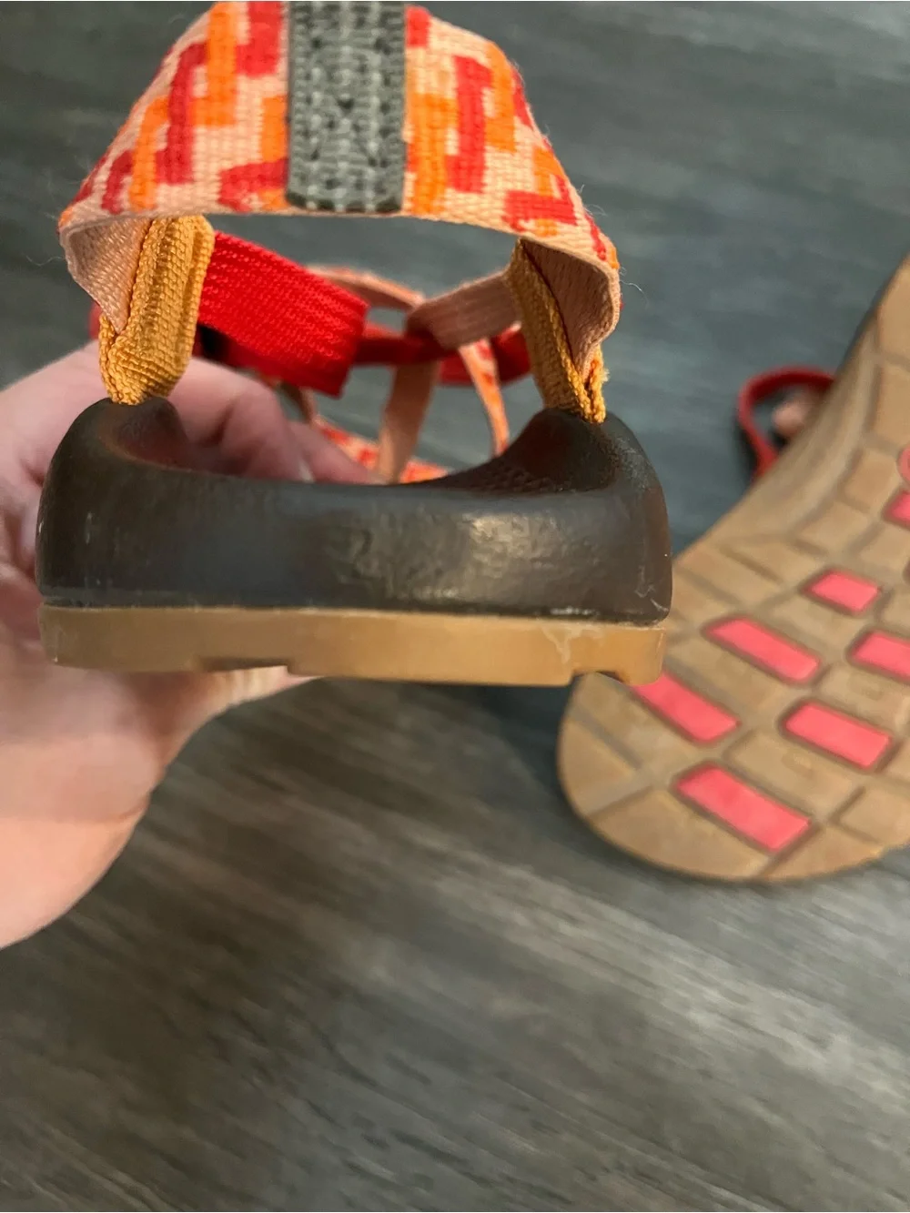 Chaco Kids Orange-Red Patterned Strappy Sandals